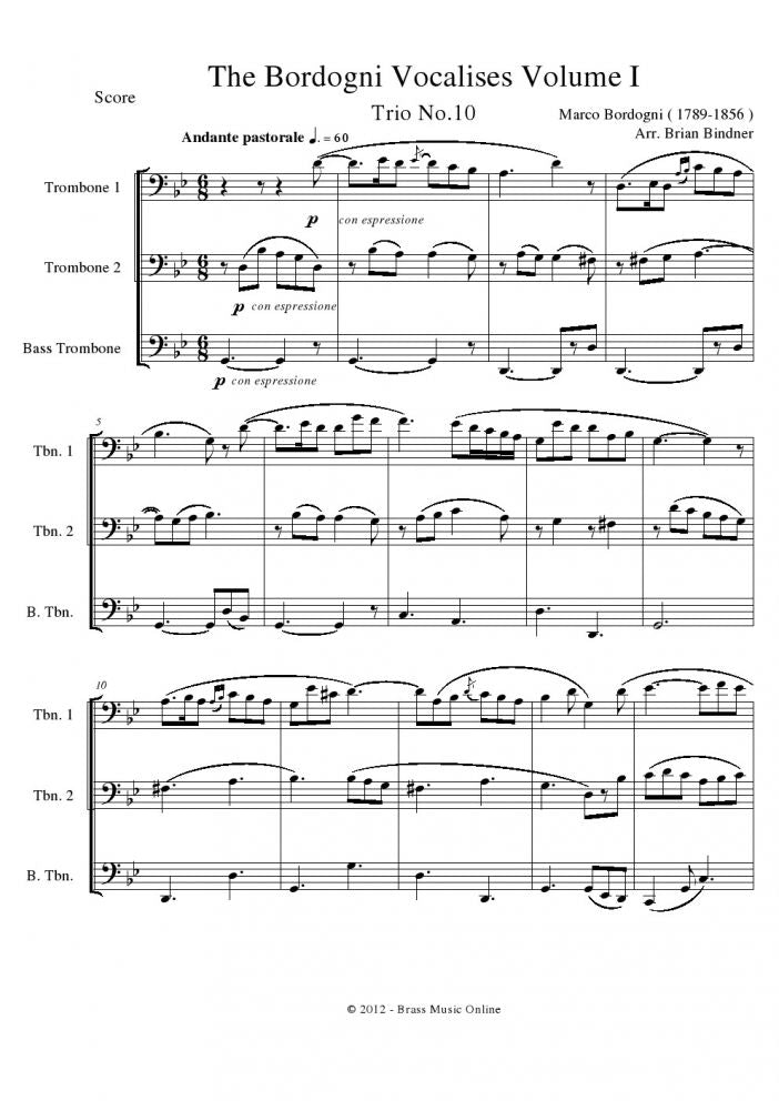 Bordogni Vocalises for Trombone Trio No. 10