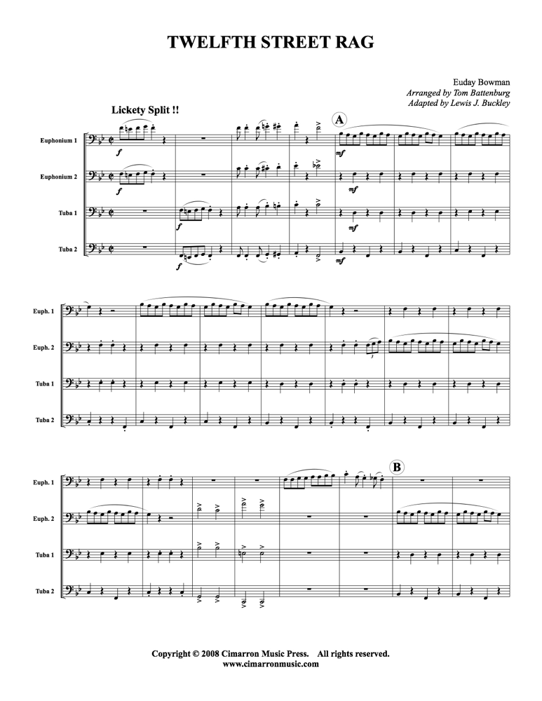 Bowman, E - Twelfth Street Rag - Tuba Quartet (EETT) - Brass Music Online