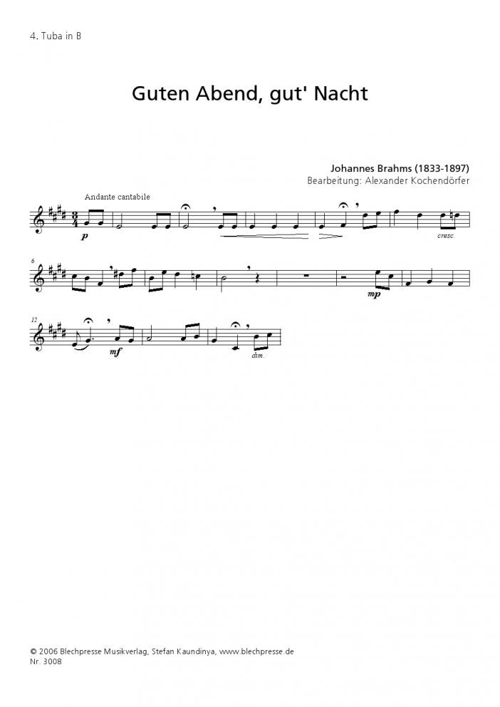 Brahms - Lullaby - Tuba Quartet - Brass Music Online
