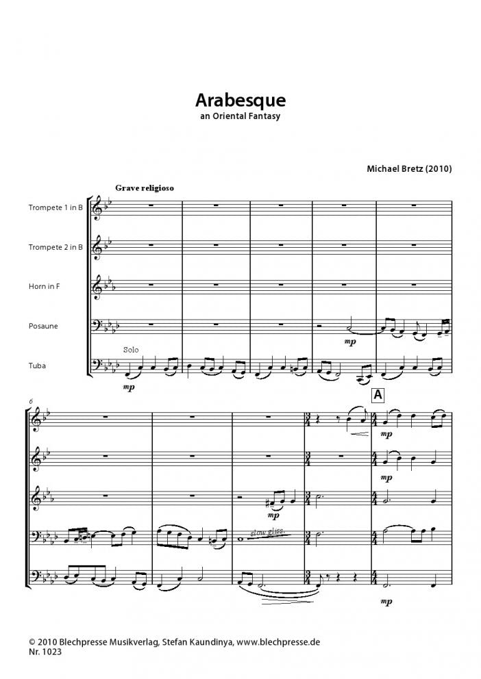 Bretz - Arabesque - Brass Quintet - Brass Music Online