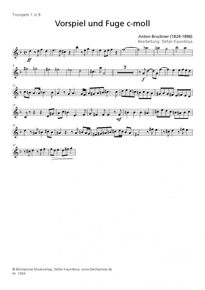 Bruckner - Prelude and Fugue c-minor - Brass Quintet - Brass Music Online