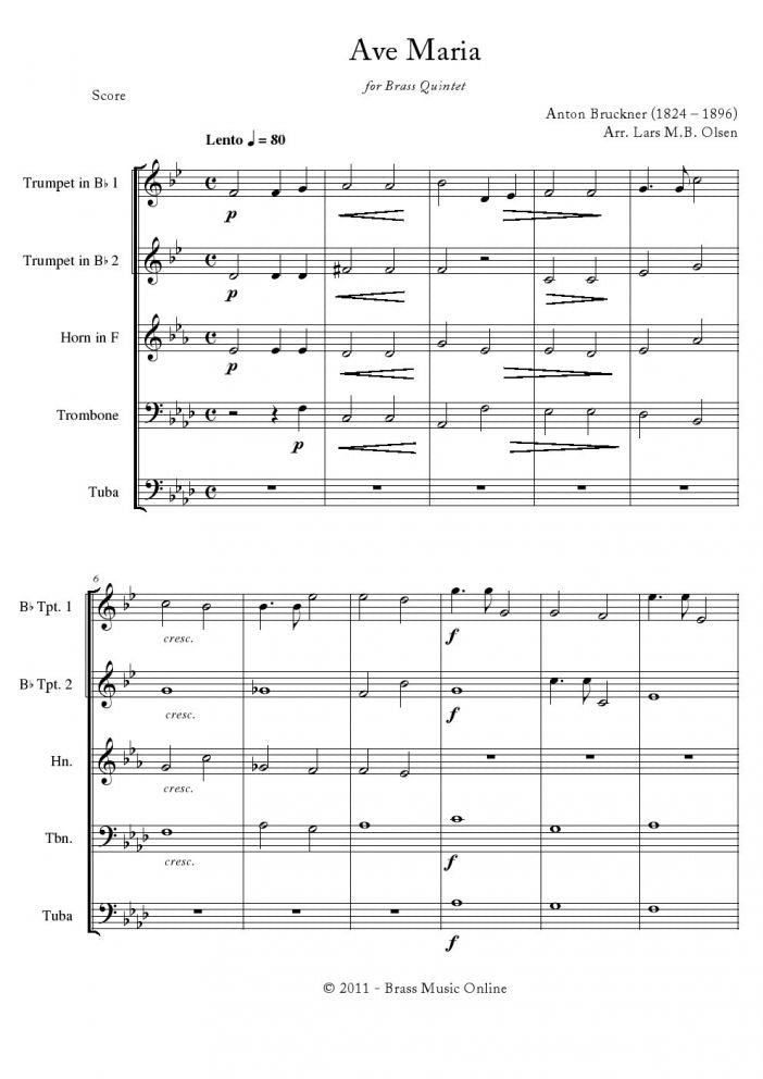 Bruckner - Ave Maria - Brass Quintet