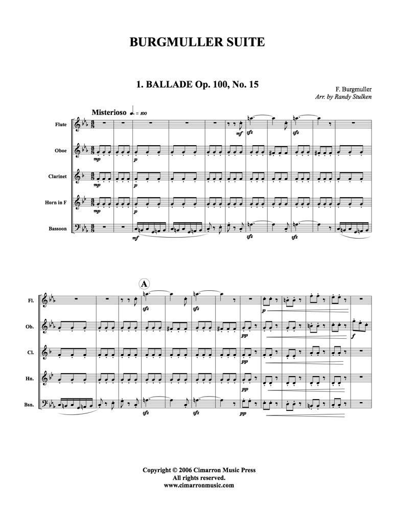 Burgmuller, F - Burgmuller Suite - Woodwind Quintet - Brass Music Online