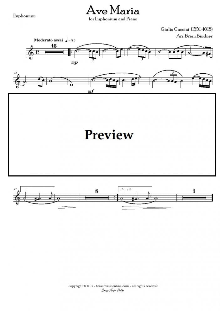 Caccini - Ave Maria - Euphonium and Piano - Brass Music Online