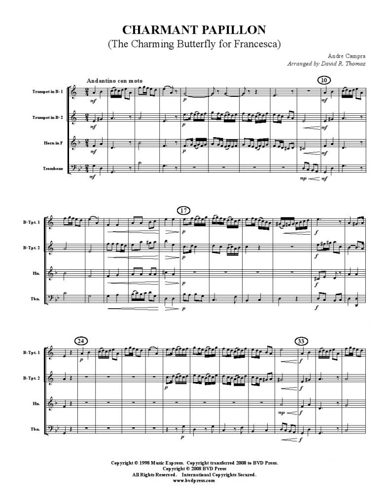 Campra - Charmant Papillon - Brass Quartet - Brass Music Online
