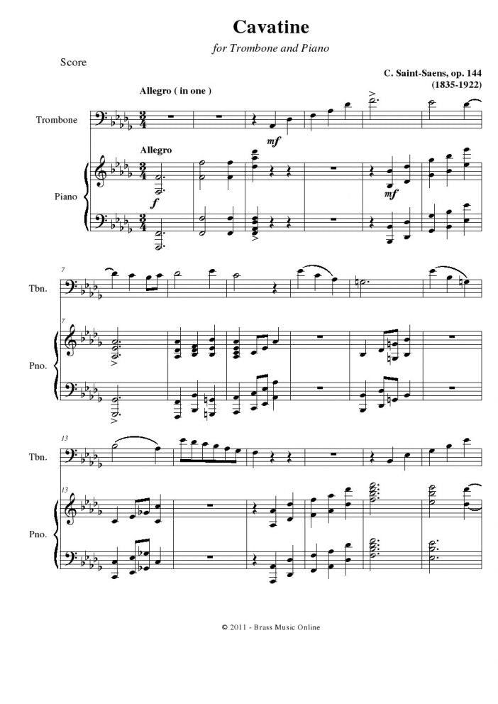 Cavatine - Trombone and Piano