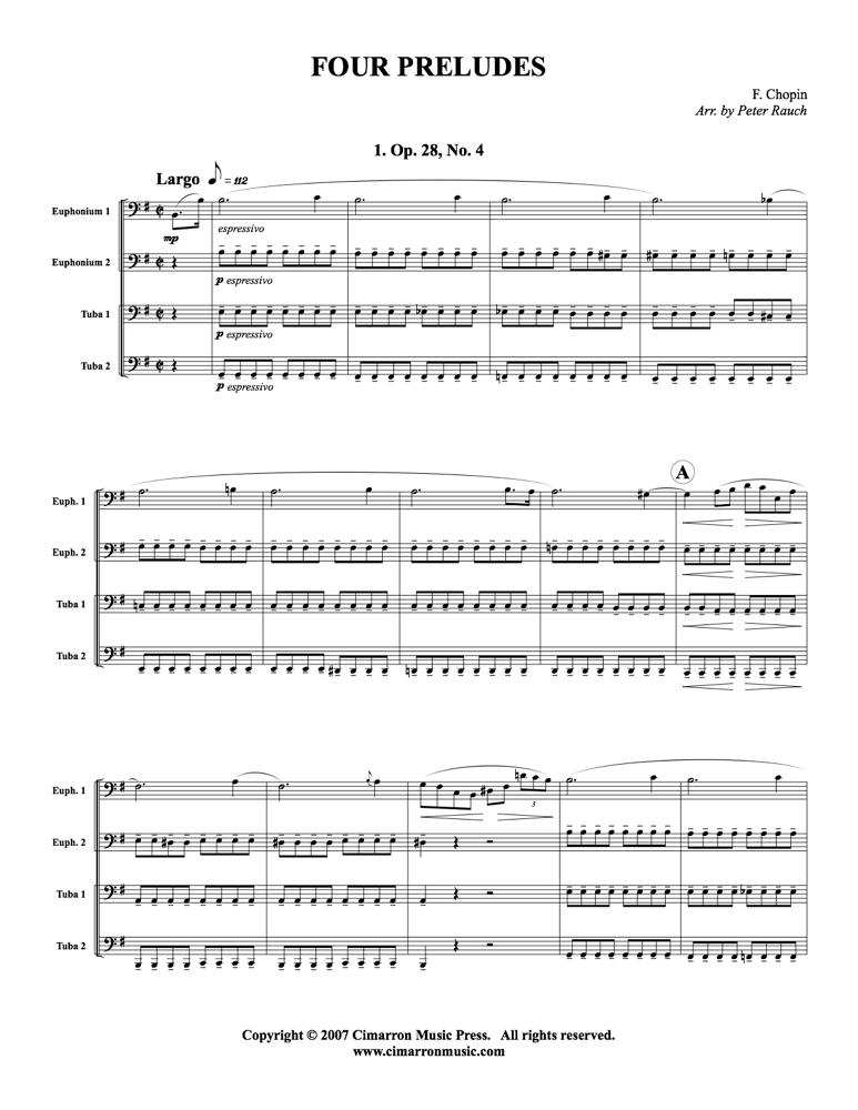 Chopin, F - Four Preludes - Tuba Quartet (EETT) - Brass Music Online