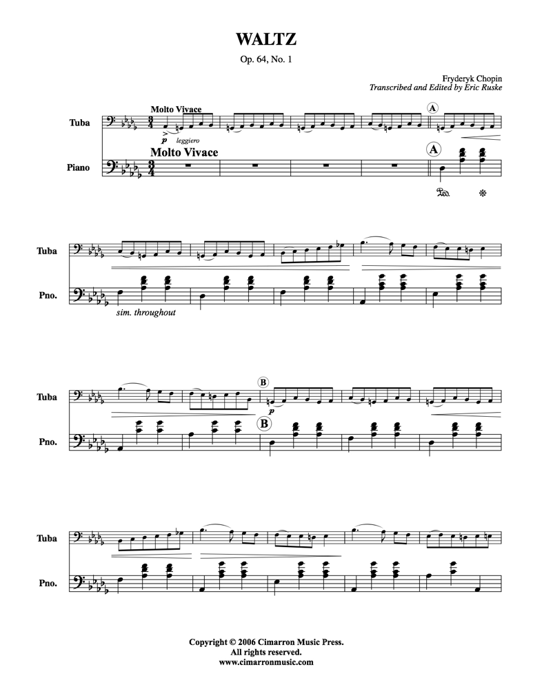 Chopin, F - Waltz Op. 64, No. 1 - Tuba and Piano - Brass Music Online