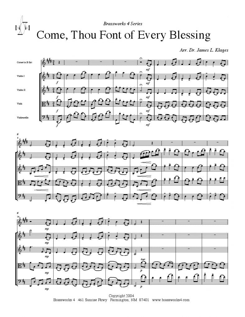Come Thou Fount Of Every Blessing - Solo Cornet And Strings