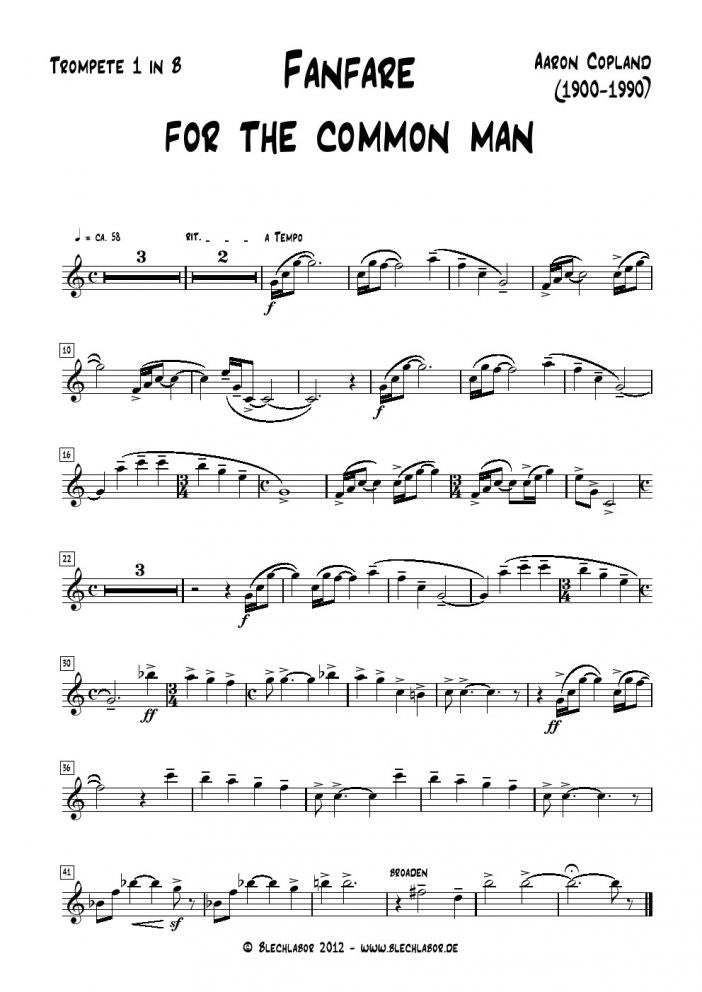 Copland - Fanfare for the Common Man - Brass Choir - Brass Music Online