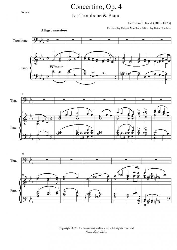 David - Concertino Op. 4 - Trombone and Piano - Brass Music Online