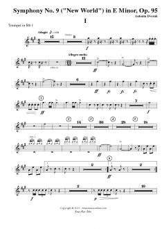 Dvorak- Ninth Symphony I - Trumpet in Bb 1 - Transposed