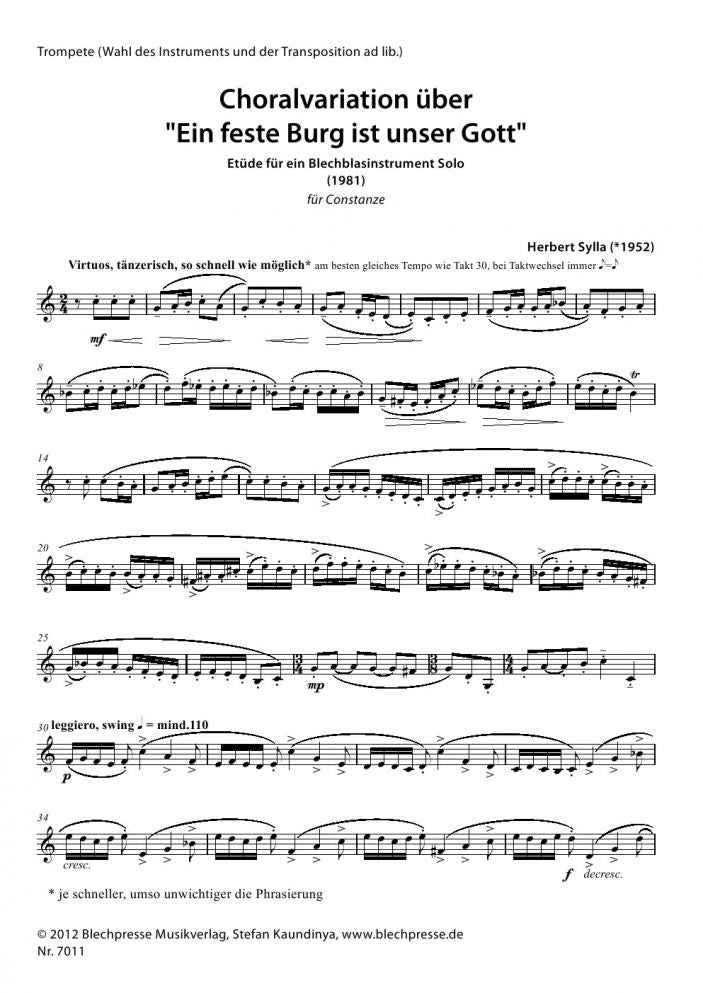 Sylla - Variation on "Ein feste Burg ist unser Gott" for French Horn