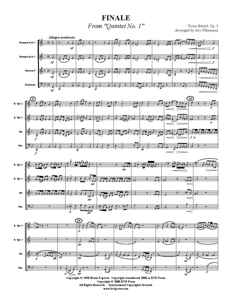 Ewald - Finale from "Quintet No.1" - Brass Quartet