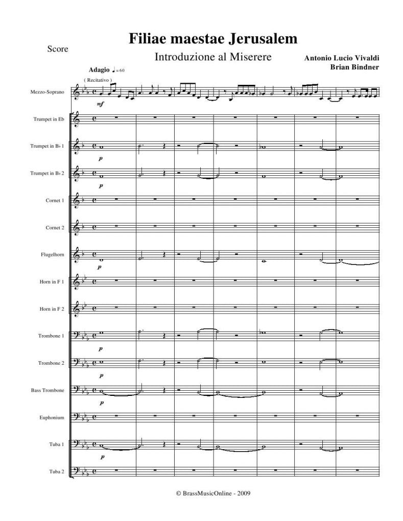 Filiae maestae Jerusalem - Brass Choir and Mezzo