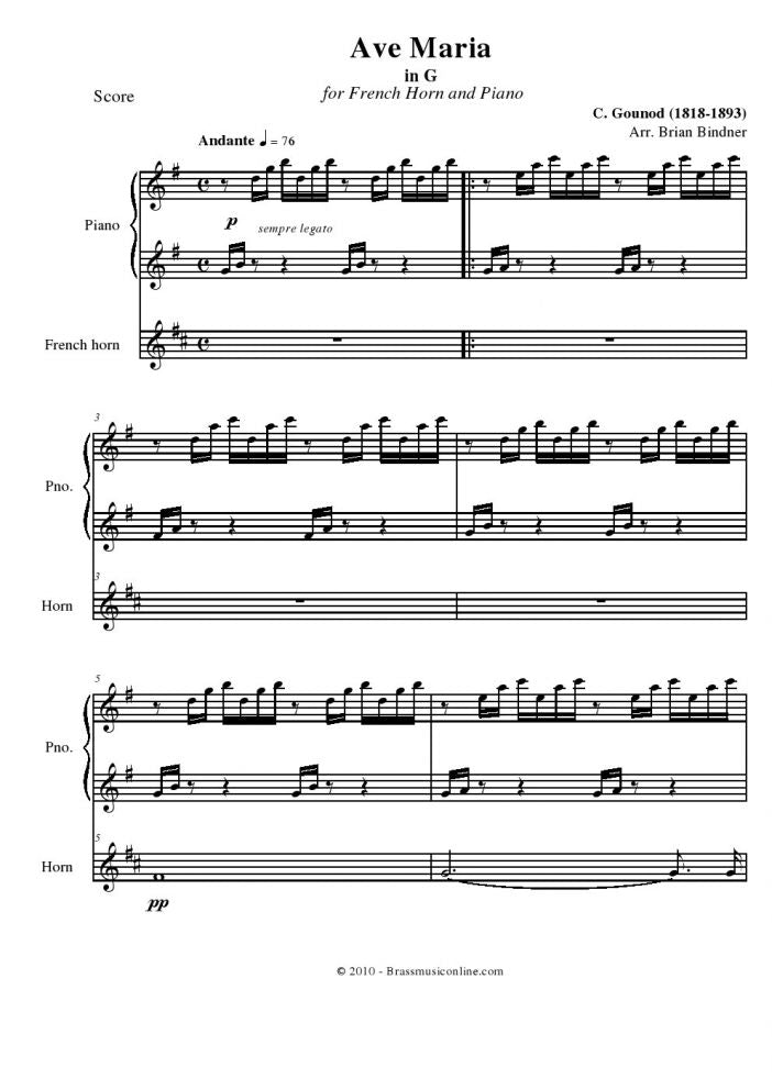 Gounod - Ave Maria for French Horn and Piano
