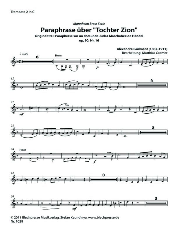 Guilmant - Paraphrase on "Daughter of Zion" - Brass Quintet