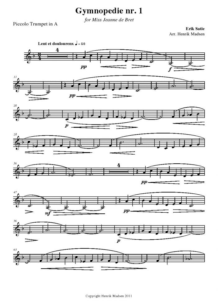 GymnopÃ¨die No 1 - Piccolo Trumpet