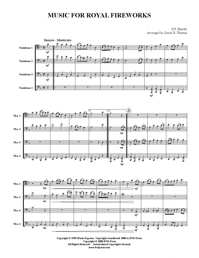 Handel - Music for Royal Fireworks - Trombone Quartet
