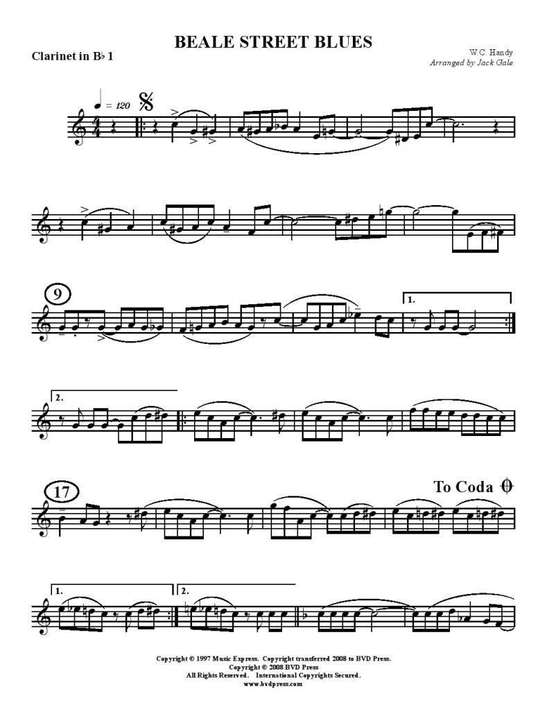 Handy - Beale Street Blues - Clarinet Quartet