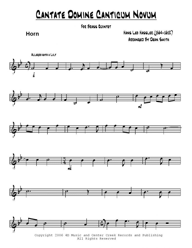Hassler - Cantate Domine Canticum Novum - Brass Quintet