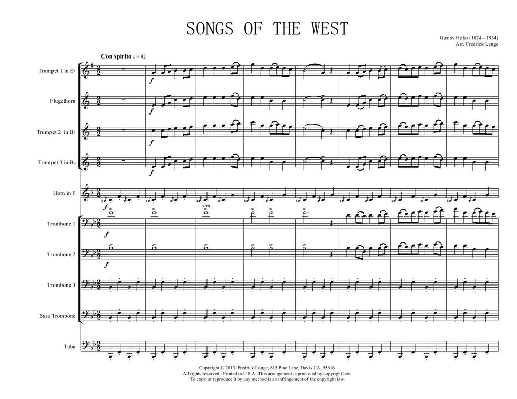 Holst - Songs of the West - Brass Ensemble