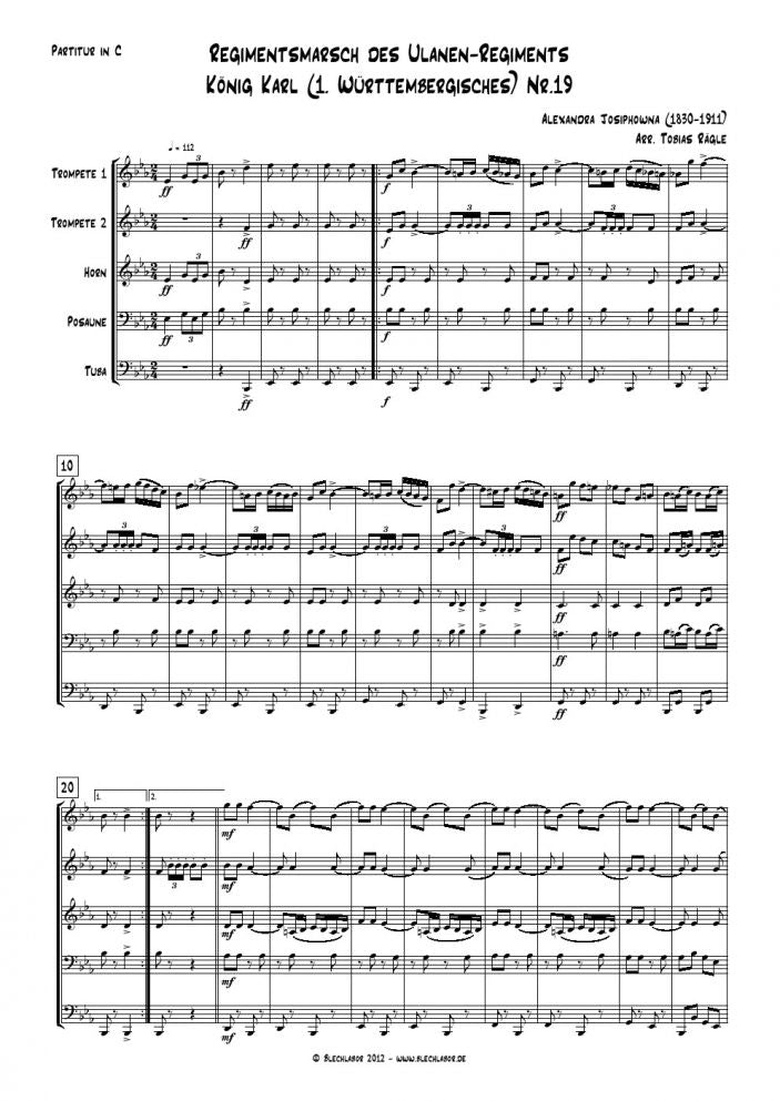 Josiphowna - Regimentsmarch No. 19 - Brass Quintet