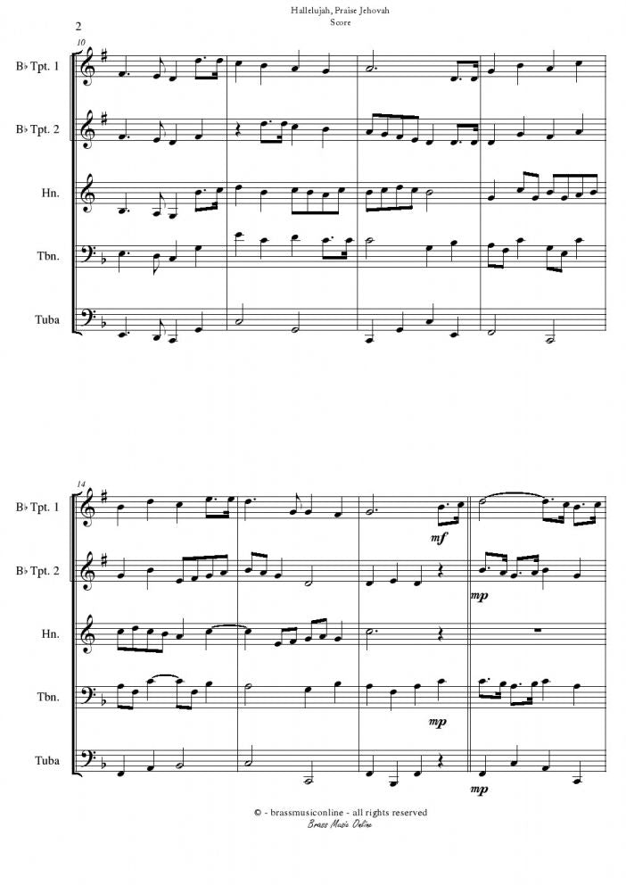 Kirkpatrick - Hallelujah, Praise Jehova - Brass Quintet