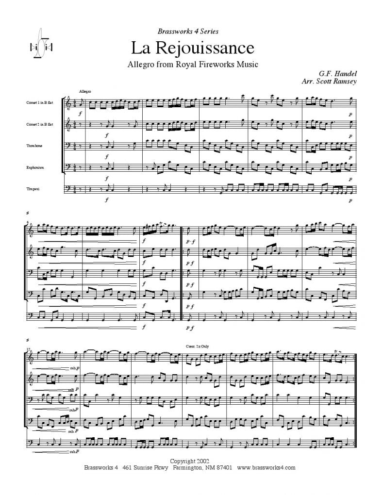 G.F. Handel - La Rejouissance - Brass Quartet