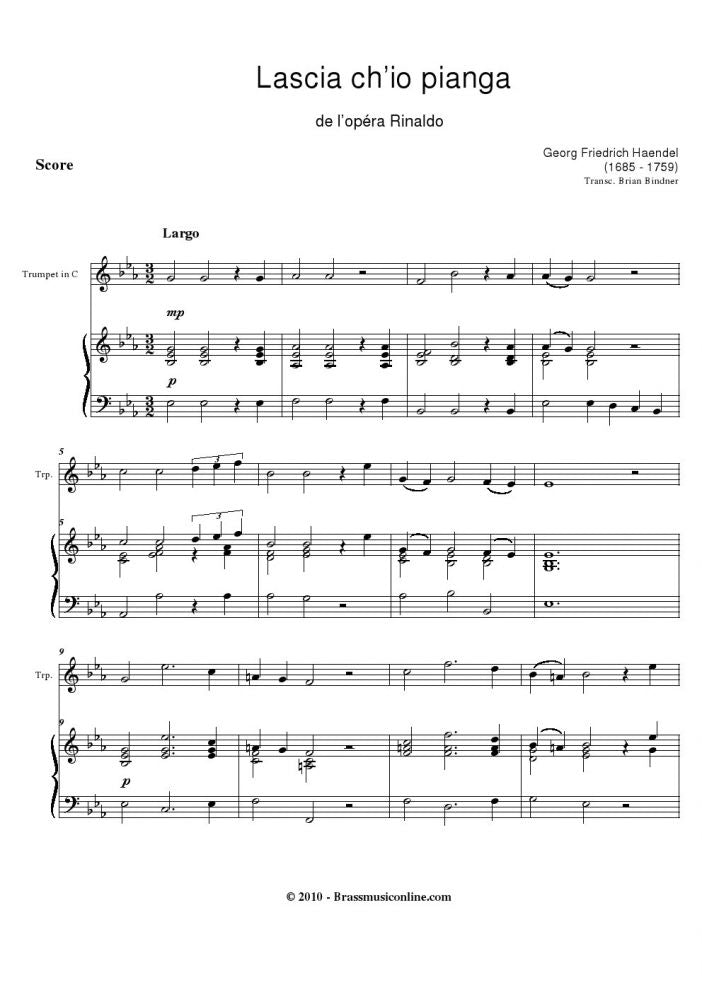 Lascia chÂ´io pianga - for Trumpet and Organ