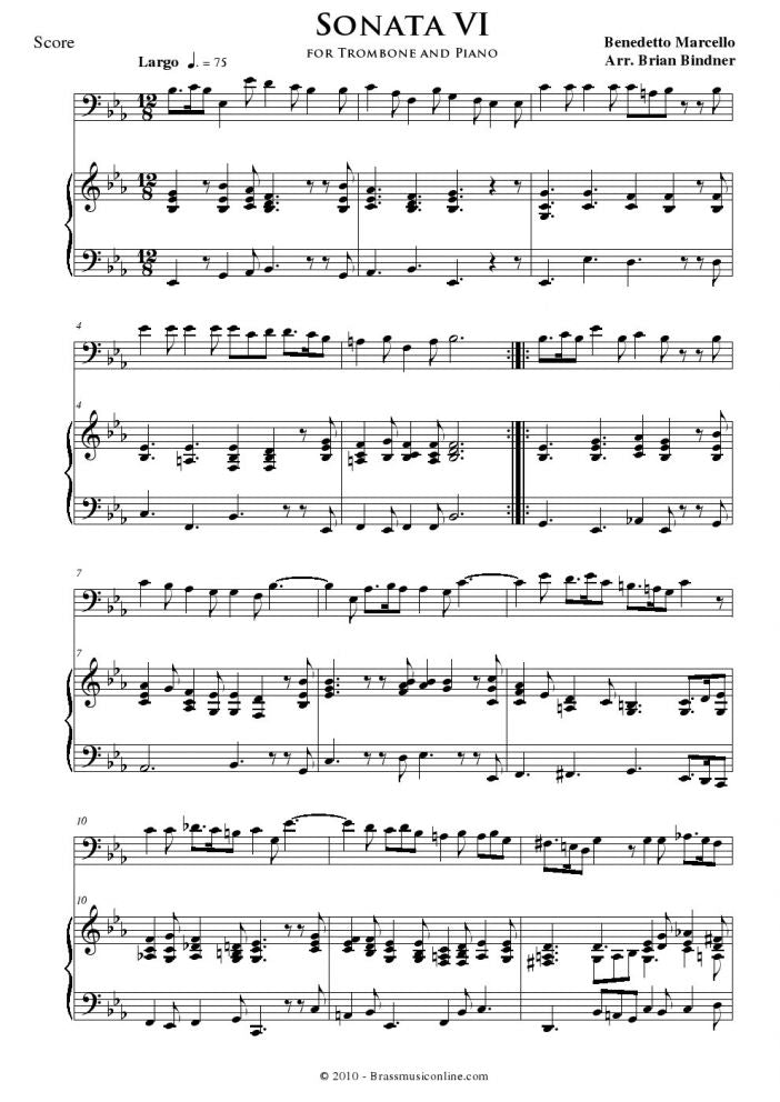 Marcello Sonata VI for Trombone and Piano