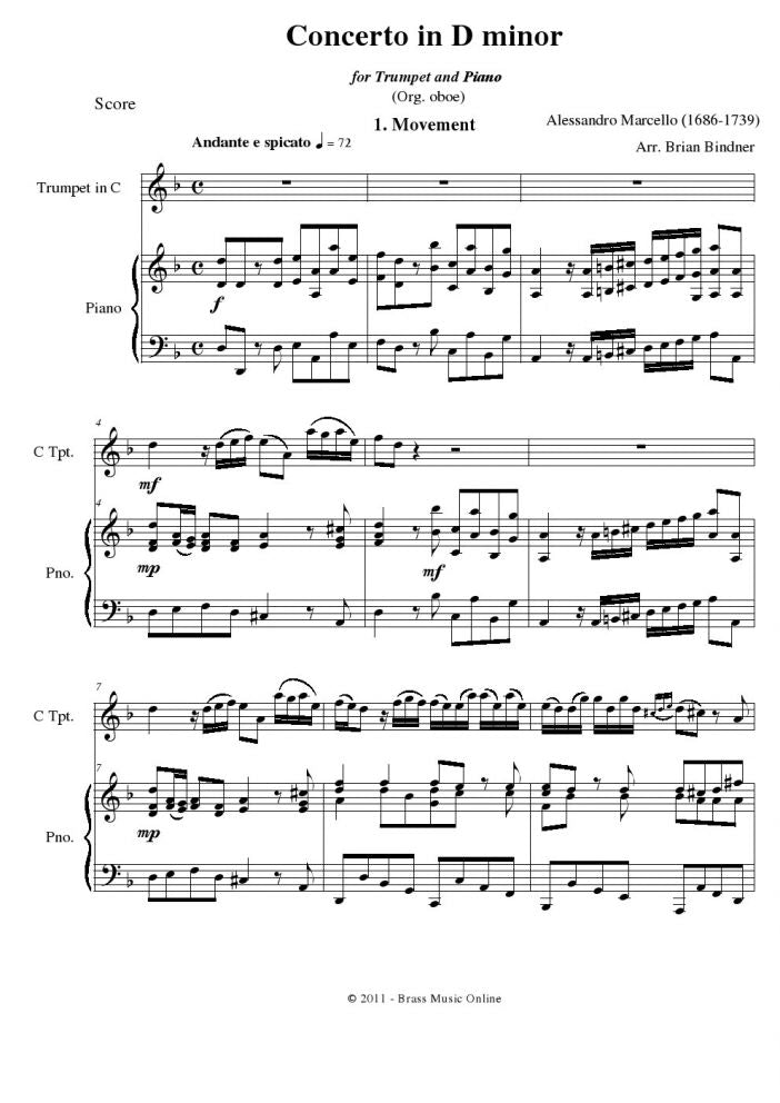 Marcello Concerto in D - Piccolo Trumpet and Piano