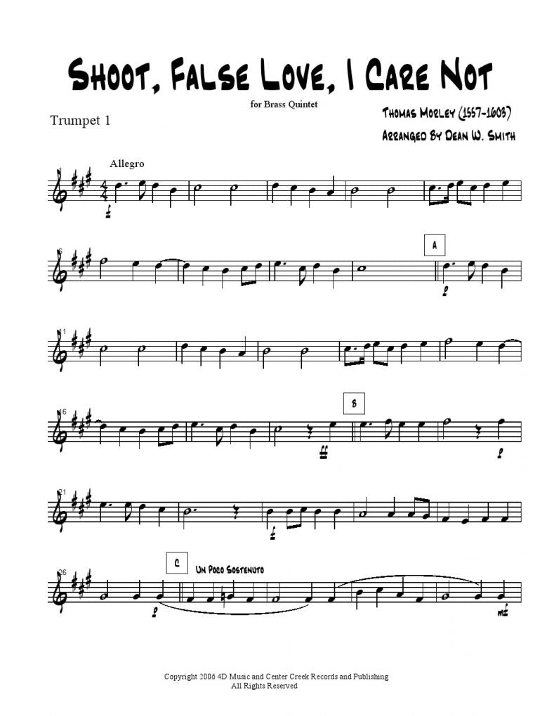 Morley - Shoot, False Love, I Care Not - Brass Quintet