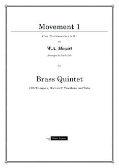 Mozart - Divertimento No.1 in Bb - Brass Quintet