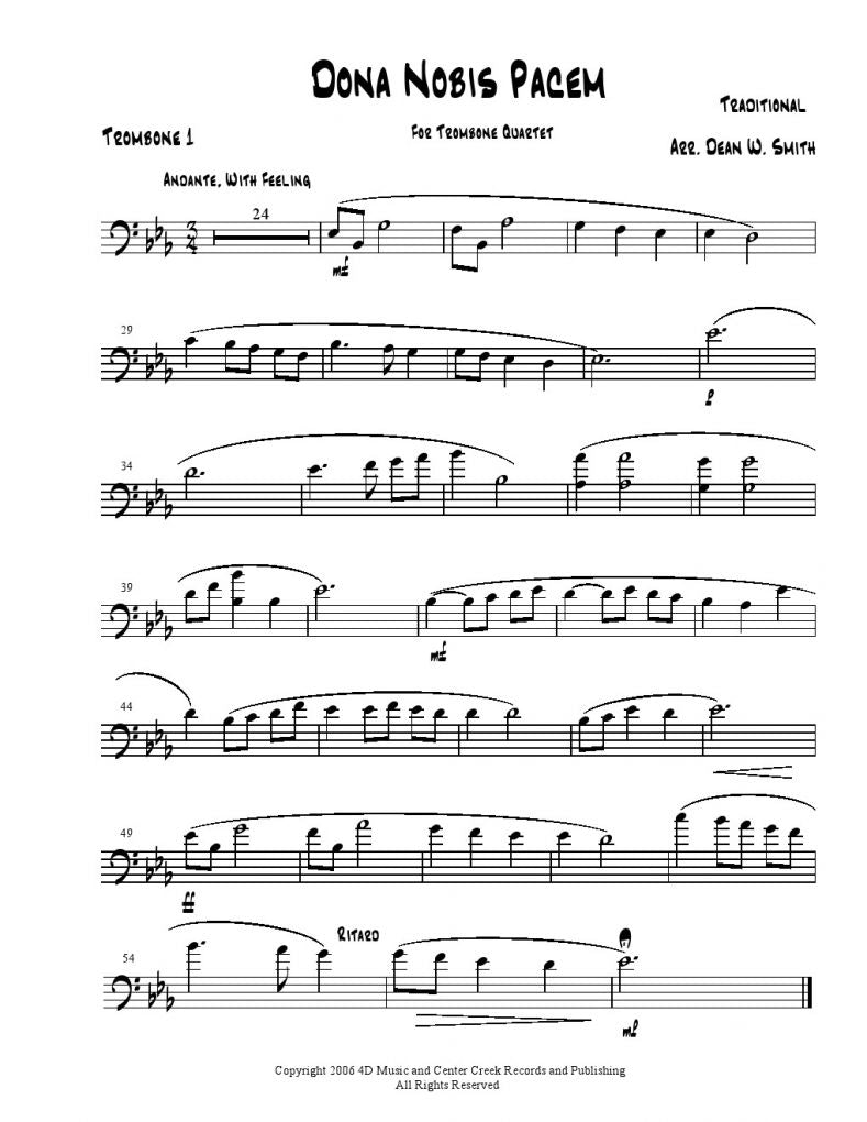 Palestrina-Mozart-Dona Nobis Pacem - Trombone Quartet