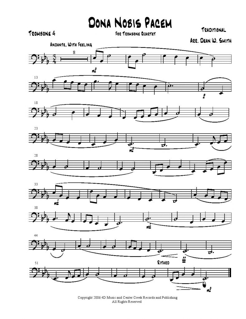 Palestrina-Mozart-Dona Nobis Pacem - Trombone Quartet