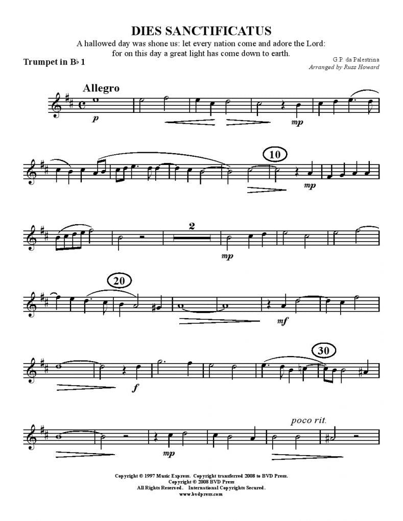 Palestrina - Dies Santificatus - Brass Quartet