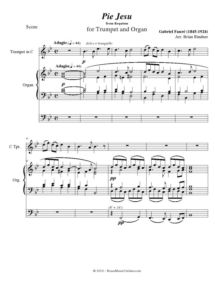 FaurÃ© - Pie Jesu - Trumpet and Organ