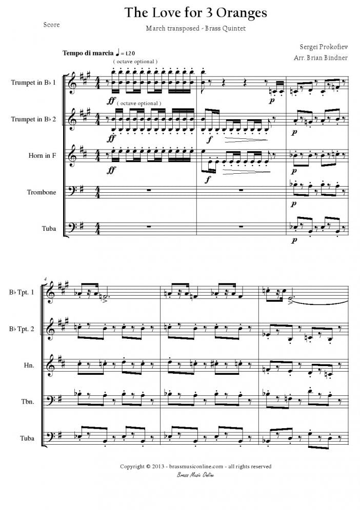 Prokofiev - The Love for Three Oranges - March - Brass Quintet