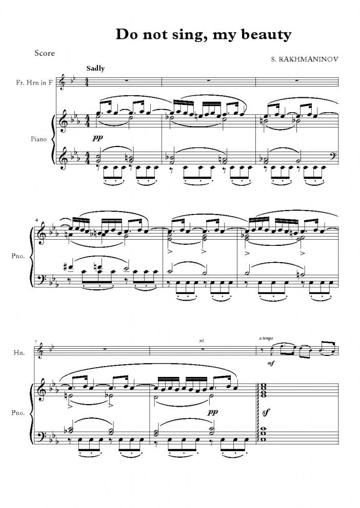 Rachmaninoff - Do not sing, my beauty - French Horn and Piano