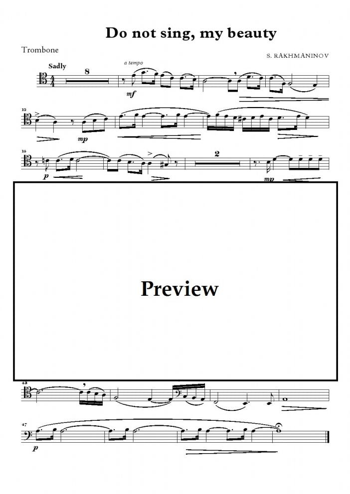 Rachmaninoff - Do not sing, my beauty - Trombone and Piano