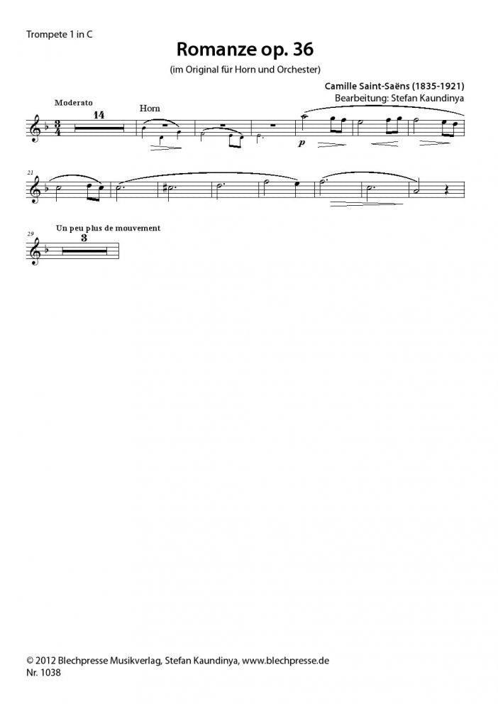 Saint-SaÃ«ns -  Romance for Solo Horn - Brass Quintet