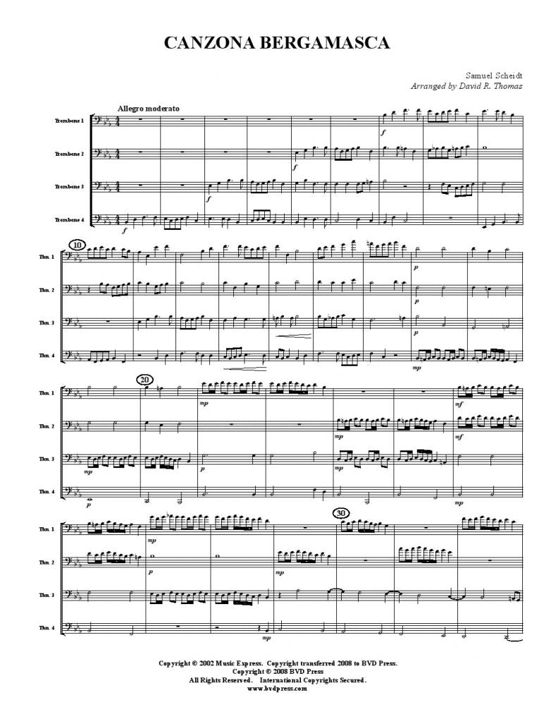 Scheidt - Canzona Bergamasca - Trombone Quartet
