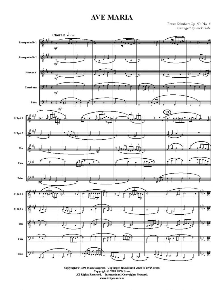 Schubert - Ave Maria - Brass Quintet