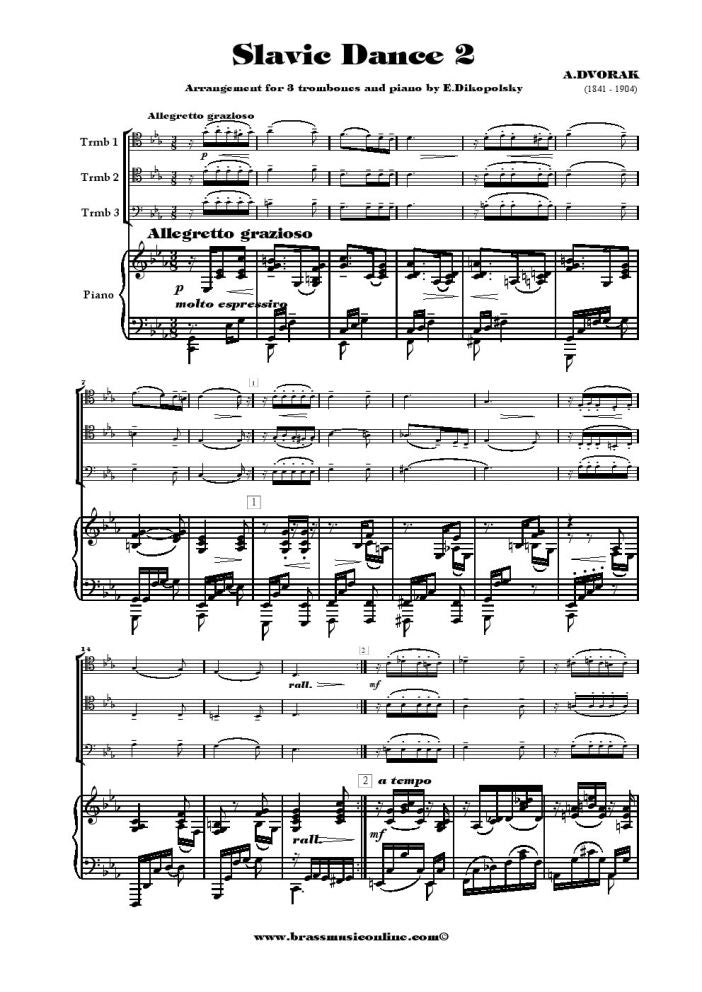 Slavic Dance No. 2 - Trombone Trio and Piano