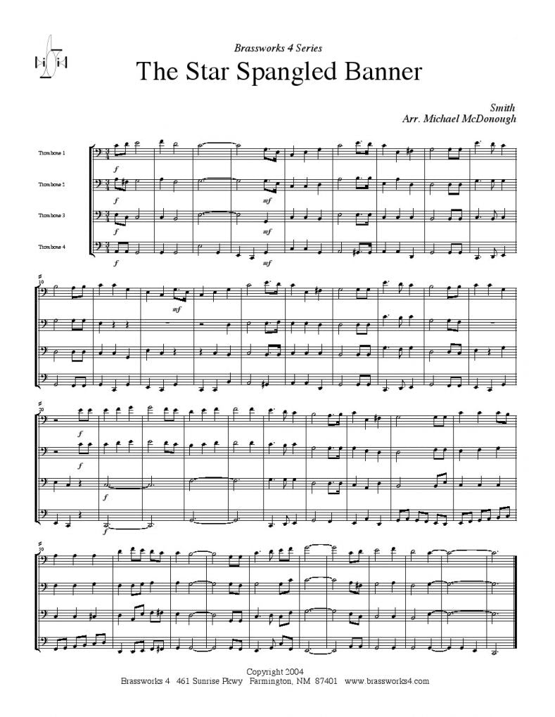 Smith - Star Spangled Banner - Trombone Quartet