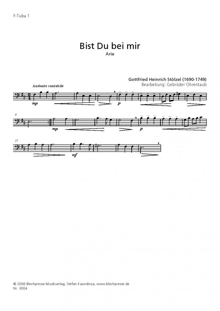 Stolzel - Bist du bei mir - Tuba Quartet