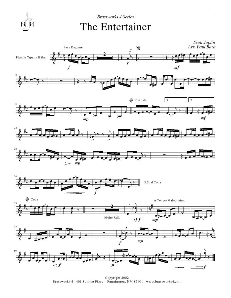 Scott Joplin - The Entertainer - Brass Quartet