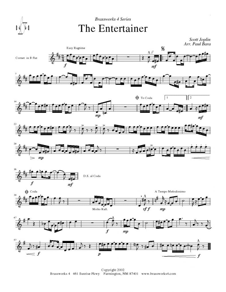 Scott Joplin - The Entertainer - Brass Quartet