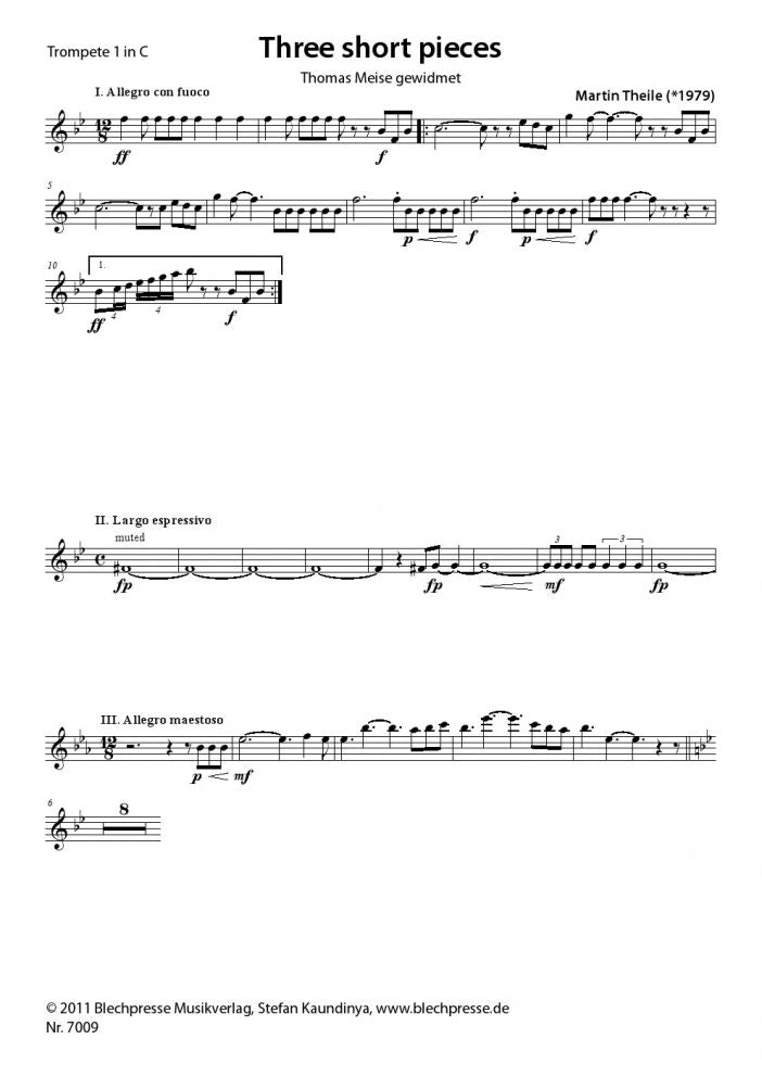 Theile - Three short pieces - Trumpet Quartet